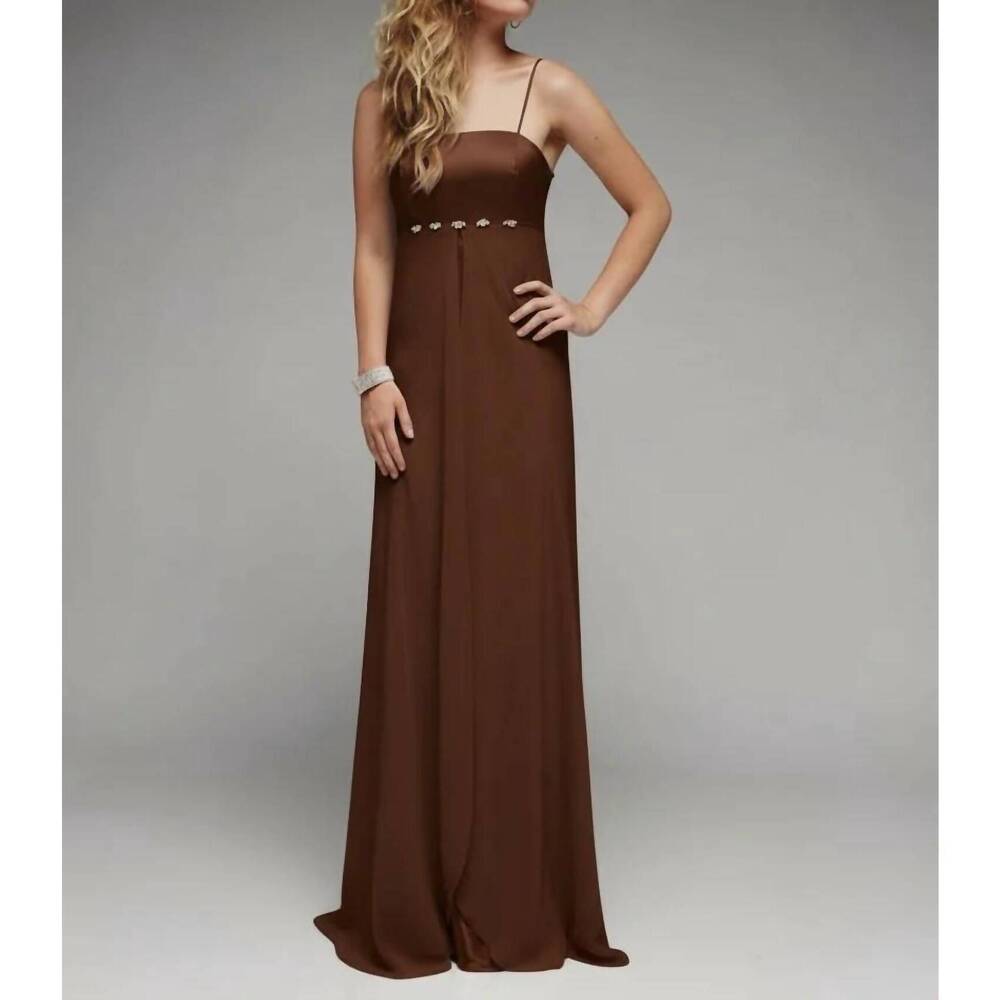NEW LAST DRESS silken symphony gown in truffle